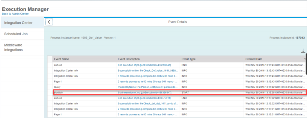  SuccessFactors - Events Logged in a Process